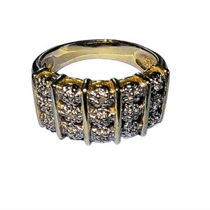 Gold Vermeil Over Sterling Silver & CZ Ring Size 8